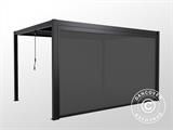 Bioclimatic pergola gazebo San Pablo, 4x4 m w/4 sidewall screens, Black