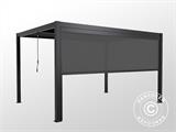 Bioclimatic pergola gazebo San Pablo, 4x4 m w/4 sidewall screens, Black
