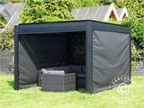 Bioclimatic pergola gazebo San Pablo, 4x4 m w/4 sidewall screens, Black