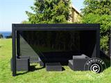 Bioclimatic pergola gazebo San Pablo, 4x4 m w/4 sidewall screens, Black