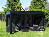 Bioclimatic pergola gazebo San Pablo, 4x4 m w/4 sidewall screens, Black