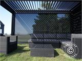 Bioclimatic pergola gazebo San Pablo, 4x4 m w/4 sidewall screens, Black