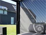 Bioclimatic pergola gazebo San Pablo, 4x4 m w/4 sidewall screens, Black