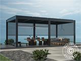 Bioclimatic pergola gazebo San Pablo Alu+, 3x5.8 m w/6 electric sidewall screens, Black