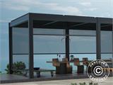 Bioclimatic pergola gazebo San Pablo Alu+, 3x5.8 m w/6 electric sidewall screens, Black