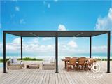 Bioclimatic pergola gazebo San Pablo Alu+, 3x5.8 m w/6 electric sidewall screens, Black