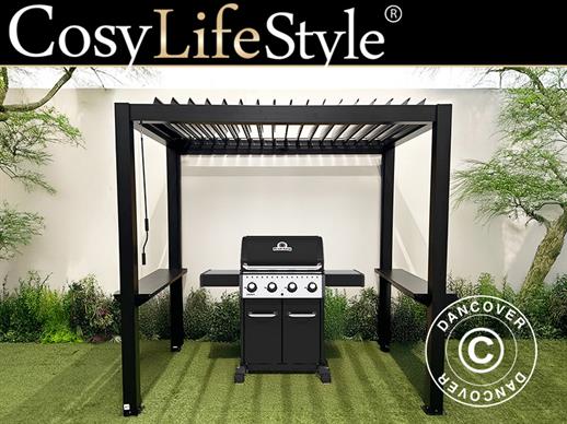 BBQ Pergola San Juan, 2.5x1.5x2.3 m, Black