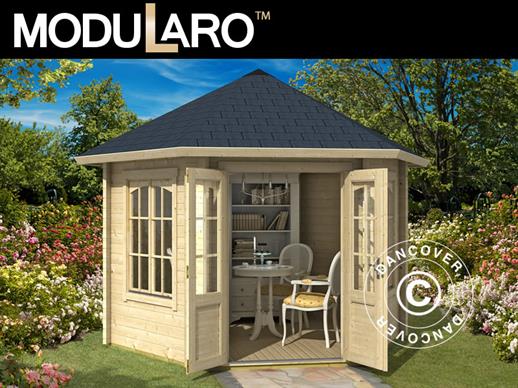 Holzpavillon Provence, sechskantig 3,5x3,03x3,18m, 44mm, Naturbelassen