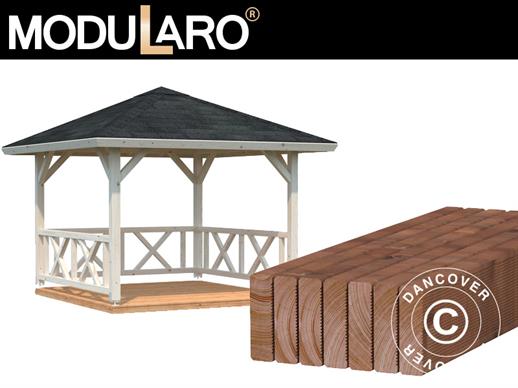 Wooden Gazebo w/Wooden floor, 3x3x3.23 m, 9 m², Natural