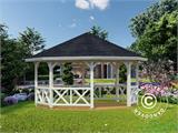 Gazebo in legno con pavimento in legno, 4,65x4,65x3,46m, 18m², Naturale