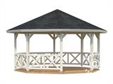 Wooden Gazebo w/Wooden floor, 4.65x4.65x3.46 m, 18 m², Natural Wooden Gazebo w/Wooden floor, 4.65x4.65x3.46 m, 18 m², Natural