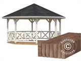 Gazebo in legno con pavimento in legno, 4,65x4,65x3,46m, 18m², Naturale