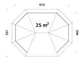 Cenador de Madera con suela de madera, 4,67x6,17x3,62m, 25m², Madera Natural