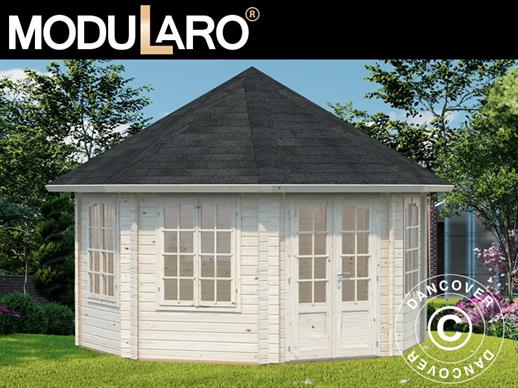 Tenda gazebo de madeira c/piso, 4,21x4,21x3,71m, 14,1m², Natural