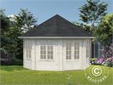 Wooden Gazebo w/floor, 4.21x4.21x3.71 m, 14.1 m², Natural