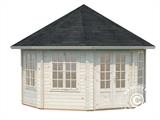 Tenda gazebo de madeira c/piso, 4,21x4,21x3,71m, 14,1m², Natural