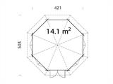 Cenador de Madera con suelo, 4,21x4,21x3,71m, 14,1m², Madera Natural