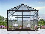 Serra orangerie/gazebo in vetro 8,06m², 2,82x2,86x2,8m con base, Nero