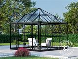 Serre orangerie/tonnelle de jardin en verre 8,06m², 2,82x2,86x2,8m avec base, Noir