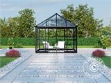 Orangery/gazebo glass 8.06 m², 2.82x2.86x2.8 m w/base, Black