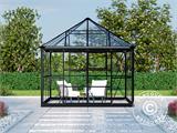 Serre orangerie/tonnelle de jardin en verre 8,06m², 2,82x2,86x2,8m avec base, Noir