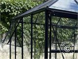 Invernadero orangerie/cenador de cristal 8,06m², 2,82x2,86x2,8m con base, Negro