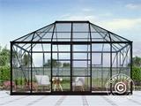 Orangeri/paviljong glass 12m², 4,2x2,86x2,84m m/sokkel, Svart
