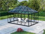 Serre orangerie/tonnelle de jardin en verre 12m², 4,2x2,86x2,84m avec base, Noir