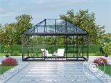Serre orangerie/tonnelle de jardin en verre 12m², 4,2x2,86x2,84m avec base, Noir