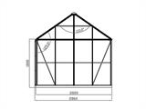 Orangeria/paviljonki lasi 12m², 4,2x2,86x2,84m pohjan kanssa, Musta