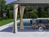 Gazebo San Francisco con tende e zanzariera, 3x3,65m, Nero/Ecru