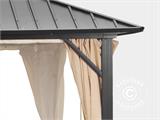 Gazebo San Francisco con tende e zanzariera, 3x3,65m, Nero/Ecru