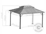 Cenador San Francisco con cortinas y mosquitera, 3x3,65m, Negro/Crudo