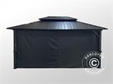 Gazebo San Francisco w/curtains and mosquito net, 3.65x4.85 m, Black