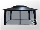 Tenda Gazebo San Francisco c/ cortinas e rede de mosquito, 3,65x4,85m, Preto