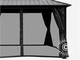 Gazebo San Francisco con tende e zanzariera, 3,65x4,85m, Nero