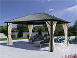 Gazebo San Bernardino con tende e zanzariera, 3,65x4,85m, Nero/Ecru