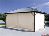 Gazebo San Bernardino con tende e zanzariera, 3,65x4,85m, Nero/Ecru