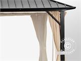 Gazebo San Bernardino con tende e zanzariera, 3,65x4,85m, Nero/Ecru