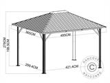 Gazebo San Bernardino con tende e zanzariera, 3,65x4,85m, Nero/Ecru