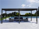 Bioklimatischer Pergola-Pavillon Monterey mit Vorhängen und Moskitonetz, 3x6m, Schwarz