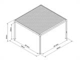 Pavilhão pergola bioclimático Monterey, 4x4m, c/cortinas e rede mosquiteira, Preto