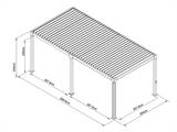 Cenador pérgola bioclimática Monterey, 4x6m, con cortinas y mosquitera, Negro