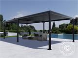 Bioclimatic pergola gazebo Monterey, 4x8 m, w/curtains and mosquito net, Black