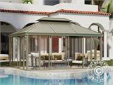 Gazebo San Bruno con pareti laterali in policarbonato, 3,6x5m, Ottone