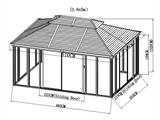 Tonnelle de jardin San Bruno avec des parois latérales en polycarbonates, 3,6x5m, Laiton