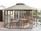 Pavillon San Bruno mit Seitenwänden aus Polycarbonat, achteckig 4,35x4,35m, Messing