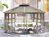 Gazebo San Bruno w/polycarbonate sidewalls, octagonal 4.35x4.35 m, Brass