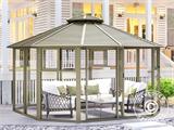 Pavillon San Bruno mit Seitenwänden aus Polycarbonat, achteckig 4,35x4,35m, Messing