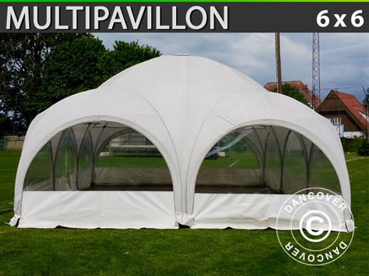 Tente de réception dome Multipavillon 6x6m, Blanc